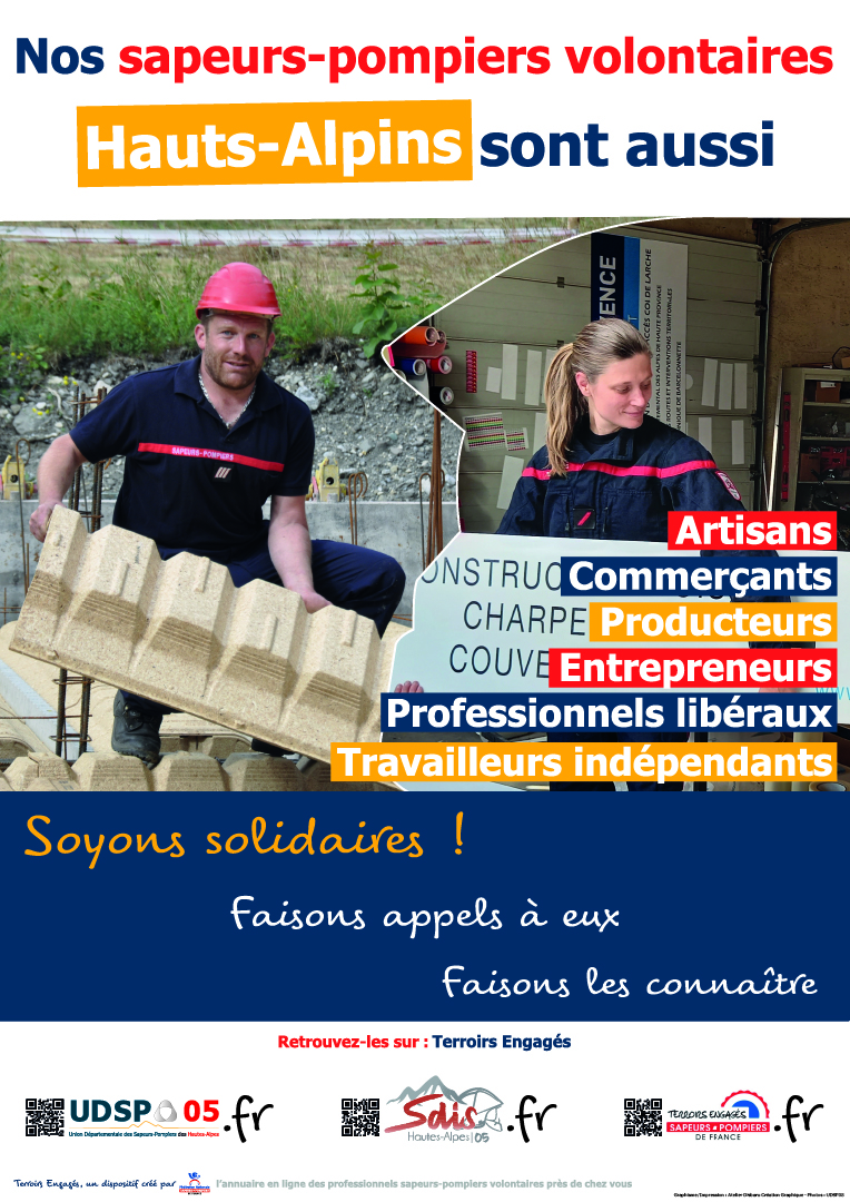 Nos artisans et commerçants professionnels Sapeurs-Pompiers Volontaires dans les Hautes-alpes
